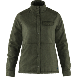 Fjällräven Canada Wool Padded Jacket W Women’s Sweaters & knitwear Dark green, Green Main Front 31169