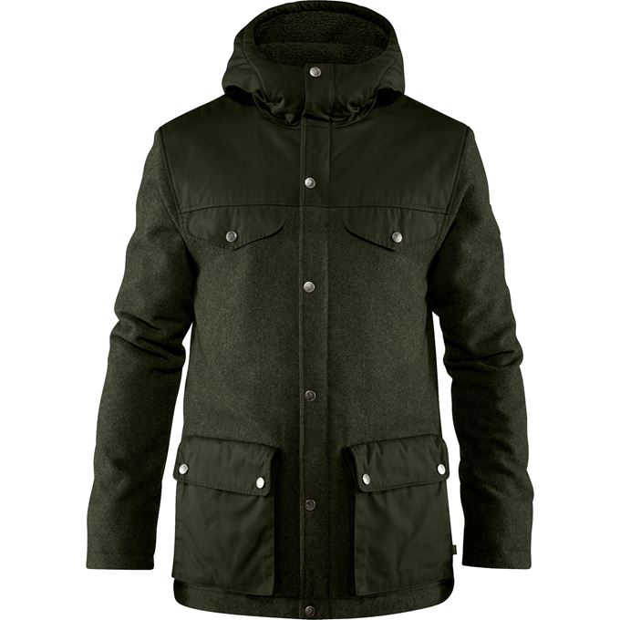 Fjällräven Greenland Re-Wool Jacket M Men’s Outdoor jackets Dark green, Green Main Front 20966