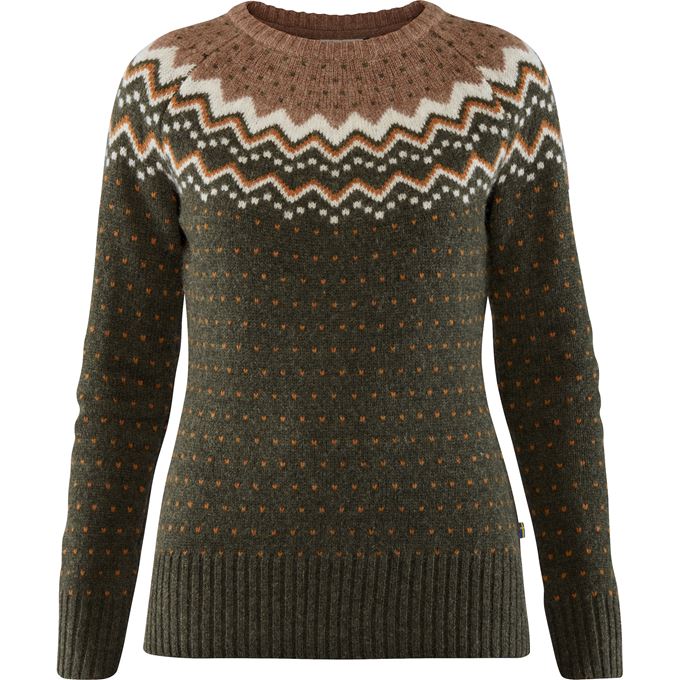 Fjällräven Övik Knit Sweater W Women’s Sweaters & knitwear Dark green, Green Main Front 16743
