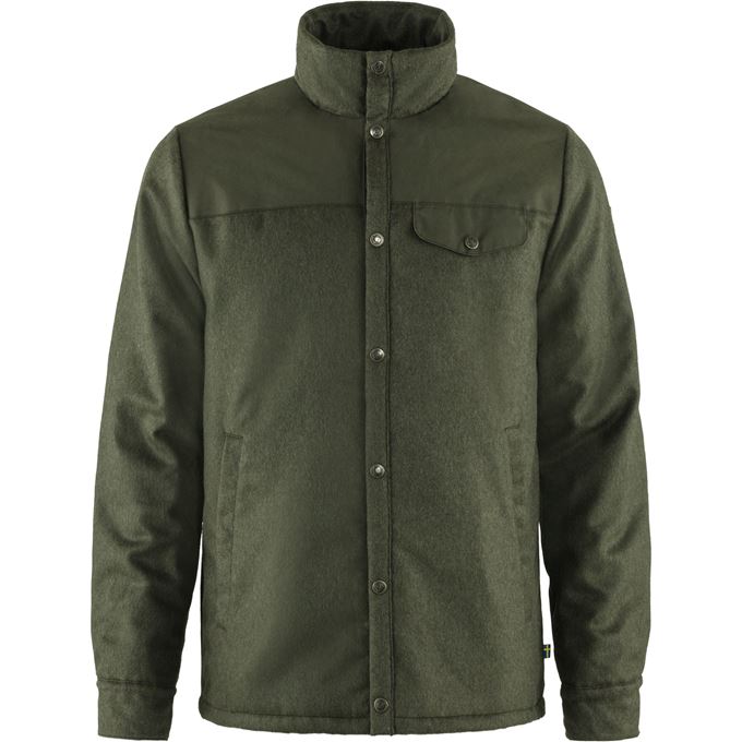 Fjällräven Canada Wool Padded Jacket M Men’s Sweaters & knitwear Dark green, Green Main Front 31167