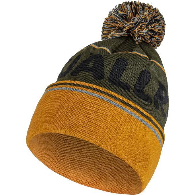 Fjällräven Fjällräven Pom Hat Unisex Caps, hats & beanies Dark green, Green, Yellow, Orange Main Front 44457