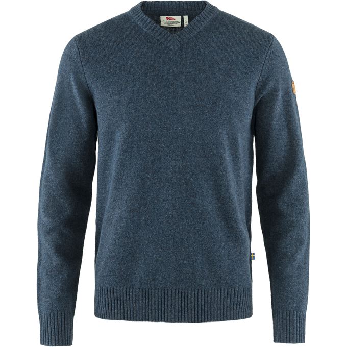 Fjällräven Övik V-neck Sweater M Men’s Sweaters & knitwear Blue Main Front 29147