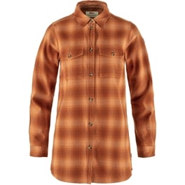 Fjällräven Övik Twill Shirt LS W Women’s Shirts Brown, Orange Main Front 75545