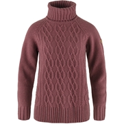 Fjällräven Övik Cable Knit Roller Neck W Women’s Sweaters & knitwear Purple, Pink Main Front 65509