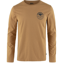 Fjällräven Forever Nature Badge LS M Men’s T-shirts & tank tops Brown, Yellow Main Front 65374