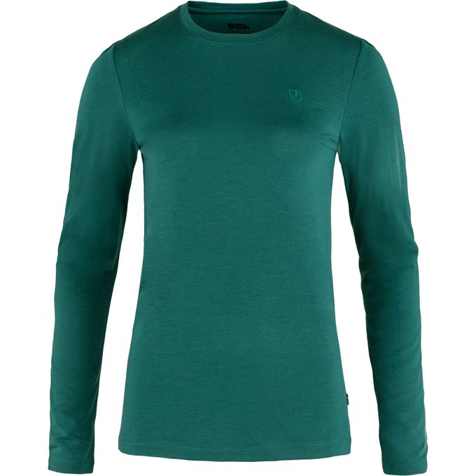 Fjällräven Abisko Wool LS W Base layer tops Dark green, Green Women’s