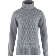 Fjällräven Övik Cable Knit Roller Neck W Women’s Sweaters & knitwear Grey Main Front 56508