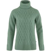Fjällräven Övik Cable Knit Roller Neck W Women’s Sweaters & knitwear Green Main Front 56511